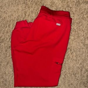 EUC Figs Pop Red Zamora Jogger Scrub Pants (L)